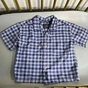 Vintage 100% cotton short sleeve button down plaid flannel toddler boy no flaws